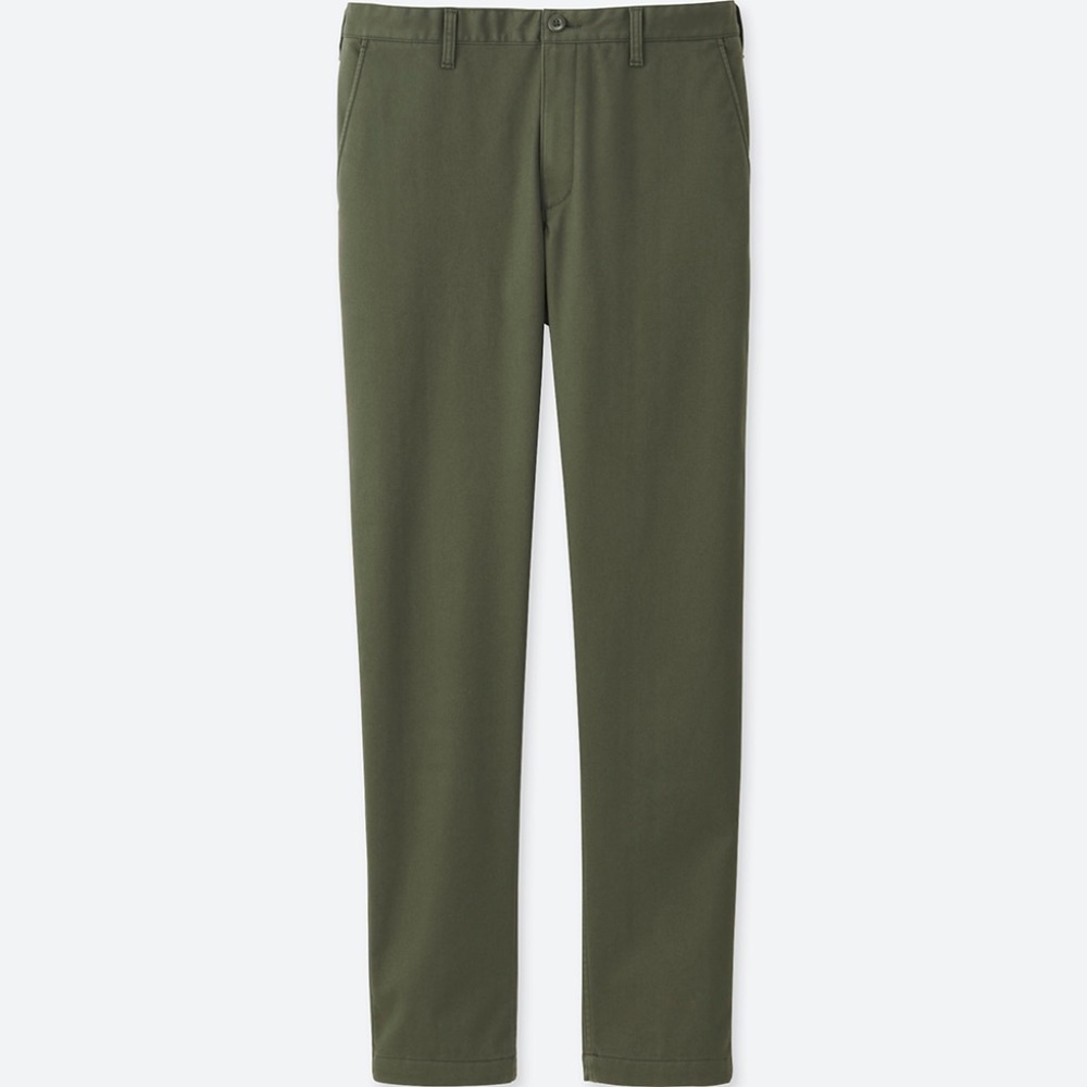 Uniqlo Men's Blocktech Flat Front Slim Chino Pants in Olive Size 29 x 34